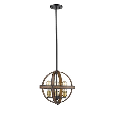 Z-Lite Kirkland 3 Light Pendant, Rustic Mahogany 472B14-RM